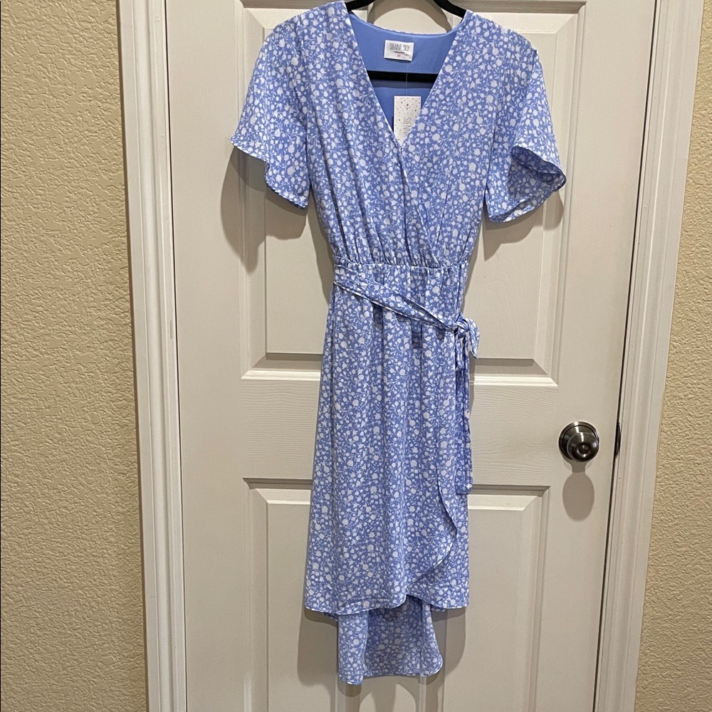 Sienna Sky Blue Floral Wrap Dress